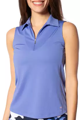 Periwinkle Sleeveless Zip Polo