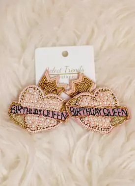 Pink Birthday Queen Earrings