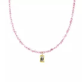 Pink Sapphire and Baguette Pendant Necklace