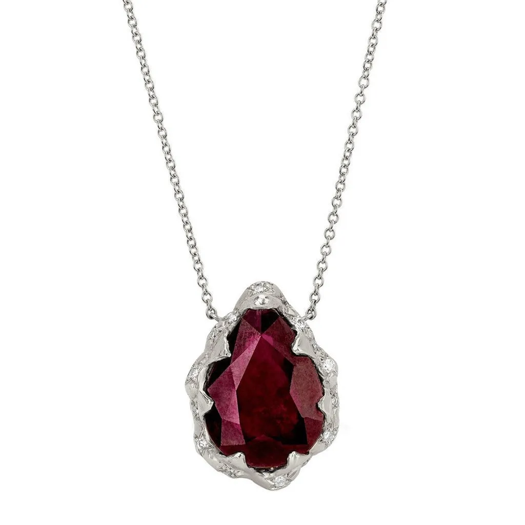 Queen Water Drop Ruby Necklace with Sprinkled Diamonds