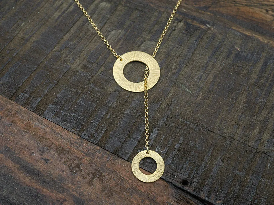 Radiant Circles Lariat, Gold