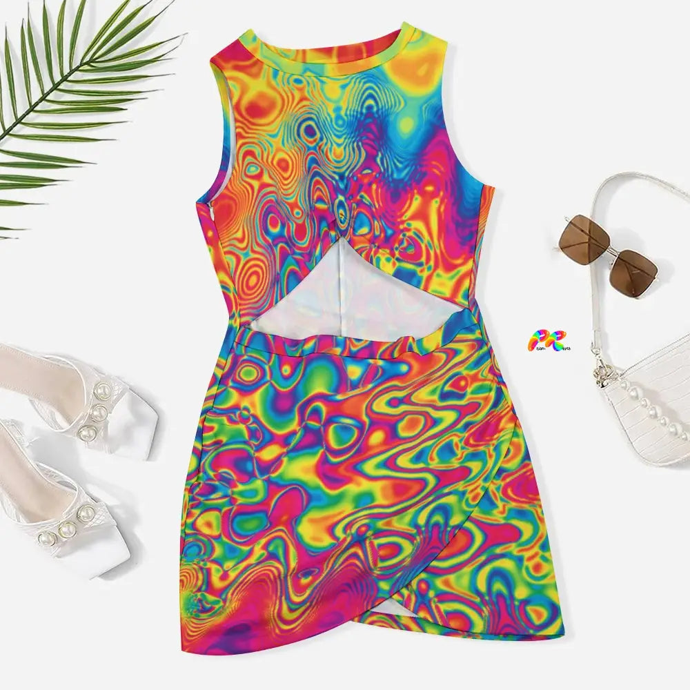 Radiant Hue Cutout Rave Mini Dress | Festival Dresses