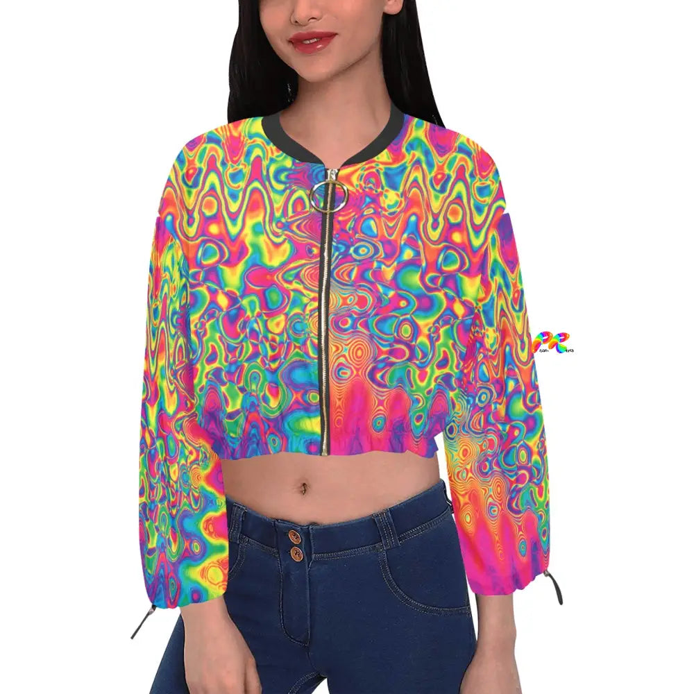 Radiant Hue Rave Chiffon Cropped Jacket