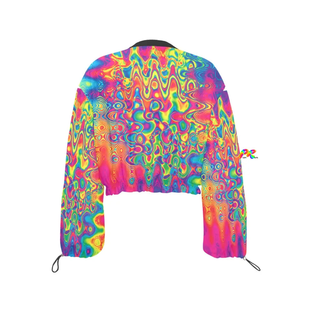 Radiant Hue Rave Chiffon Cropped Jacket