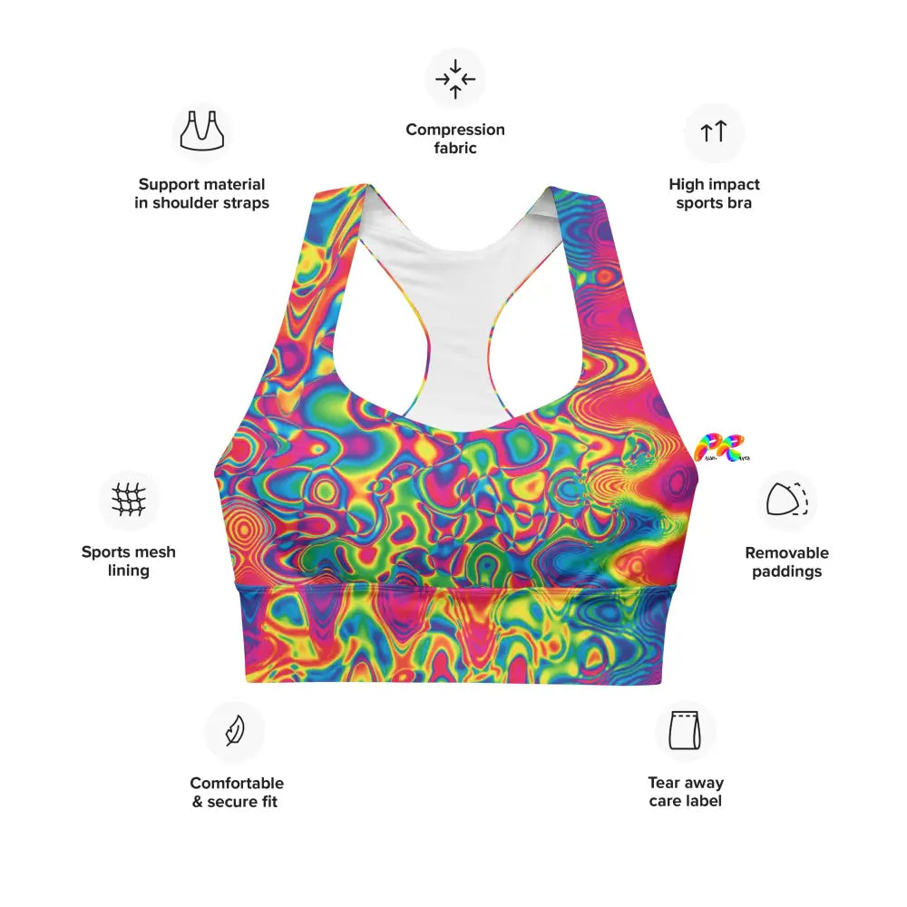 Radiant Hue Rave Longline Sports Bra