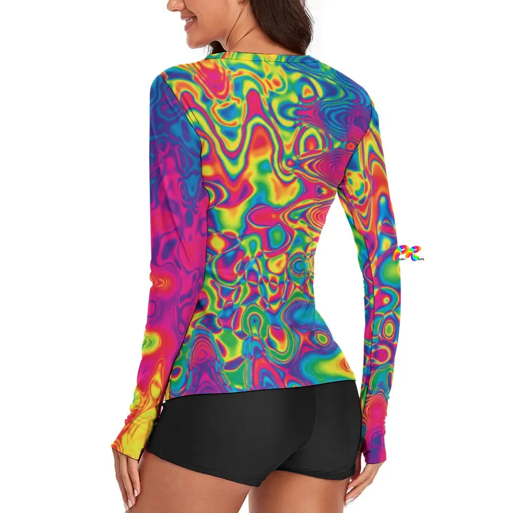 Radiant Hue Rave Shirt Long Sleeve, Lightweight With Thumbholes