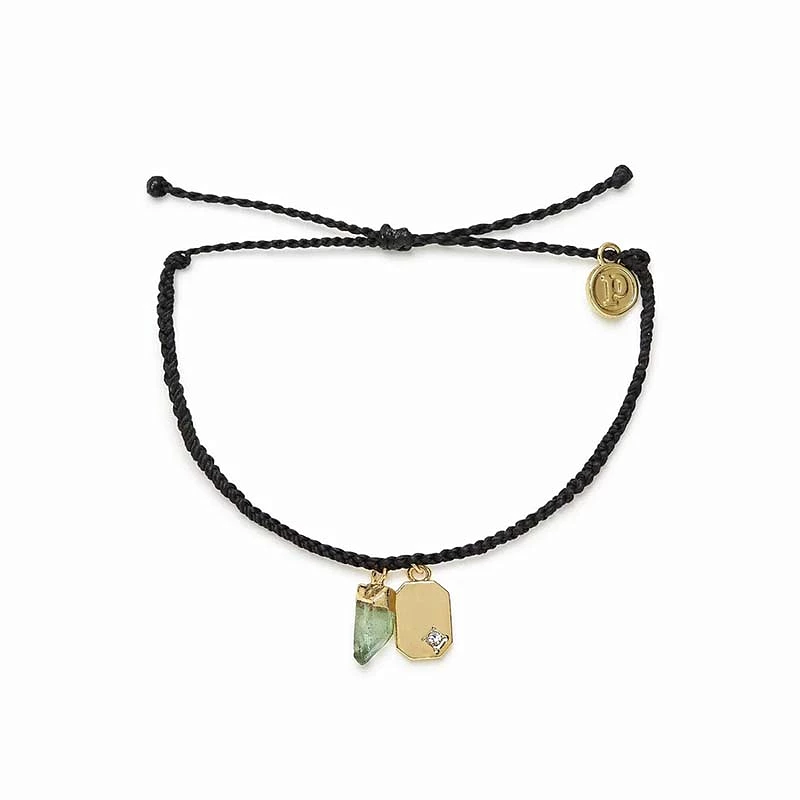 Raw Emerald Gold Charm Bracelet