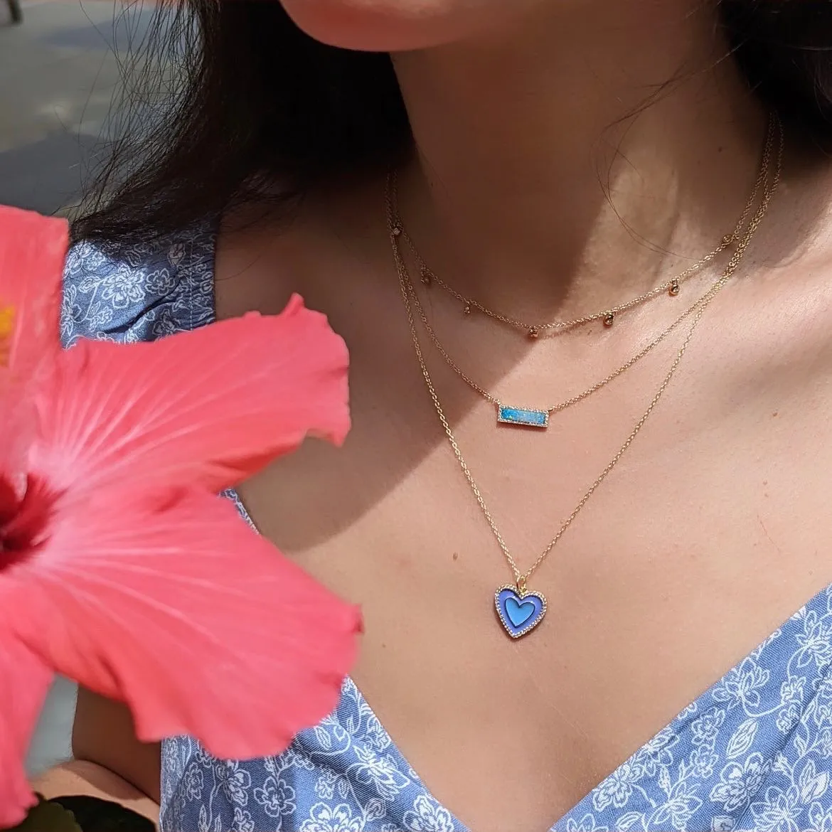 Reflection Opal Bar Necklace With Diamonds