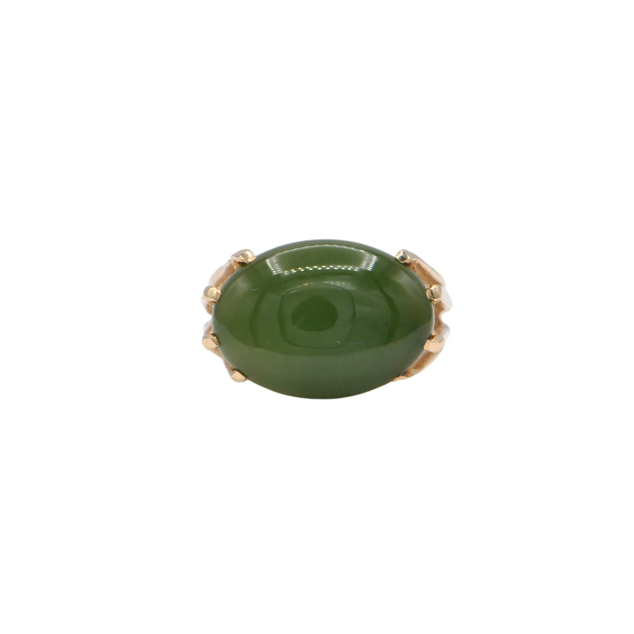 Retro Nephrite Jade 14K Gold Ring