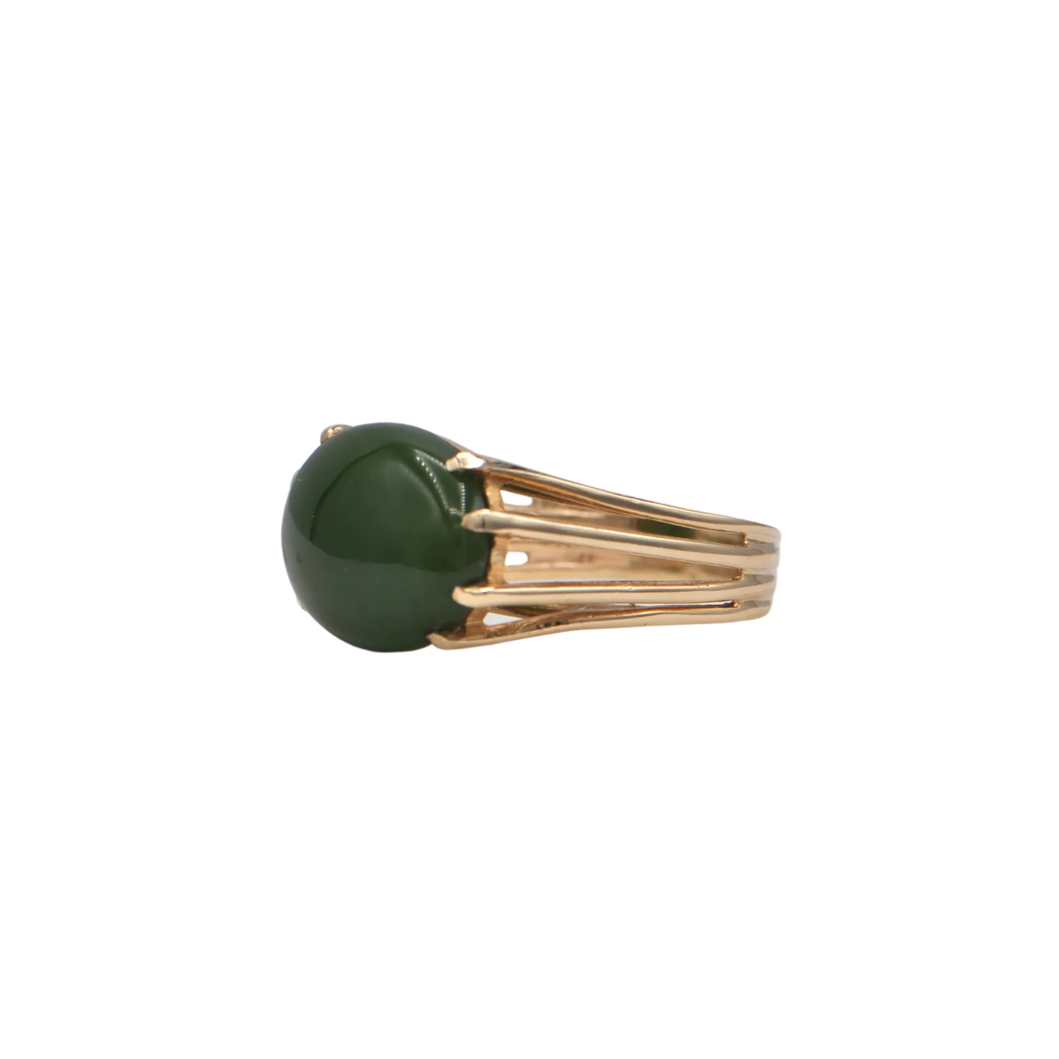 Retro Nephrite Jade 14K Gold Ring