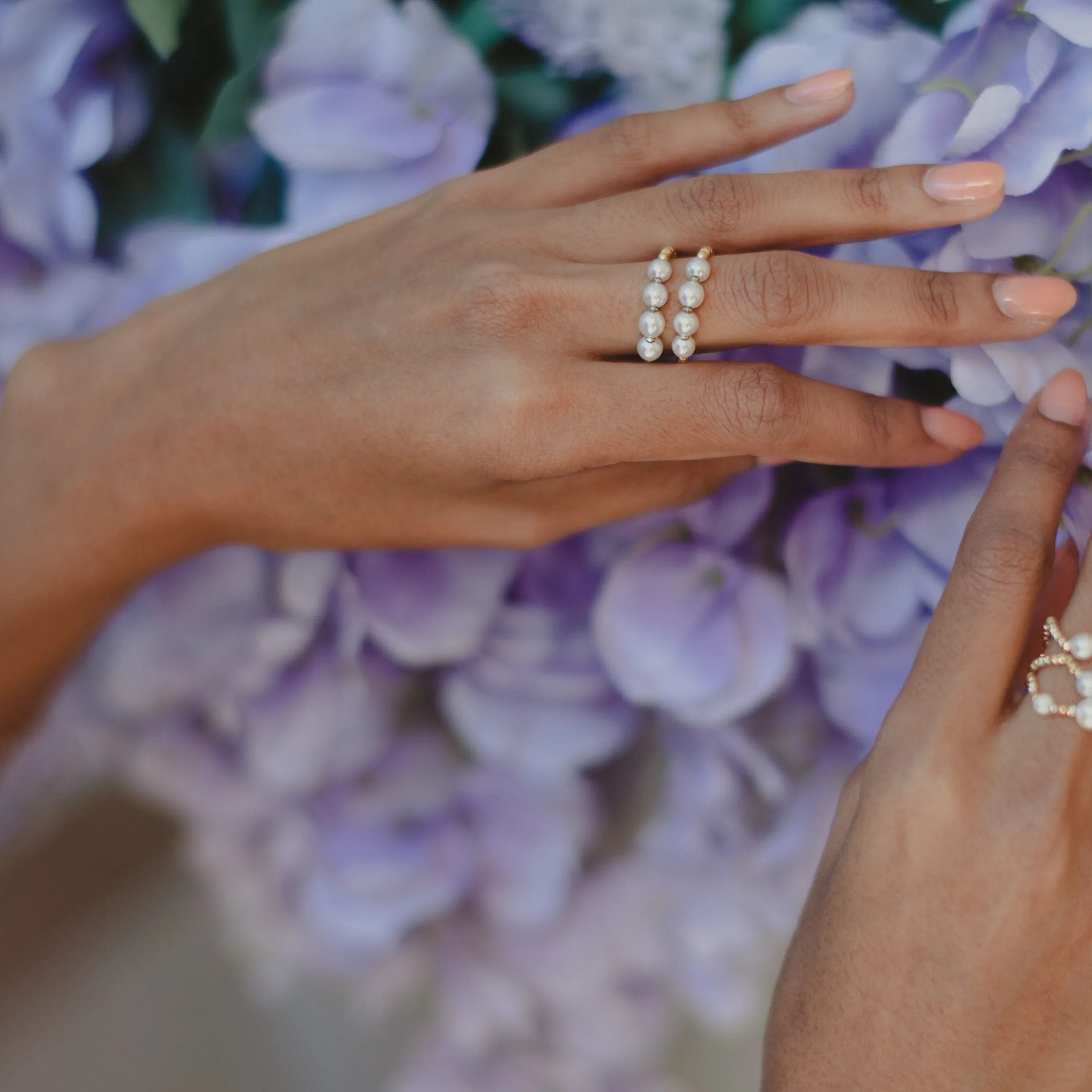 Reversible Pearl & Gold Spiral Ring