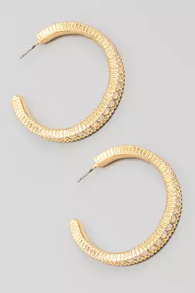 Rhinestone Edge Hoop Earrings