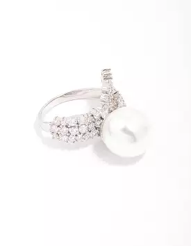 Rhodium Cubic Zirconia Trail Wrapped Ring