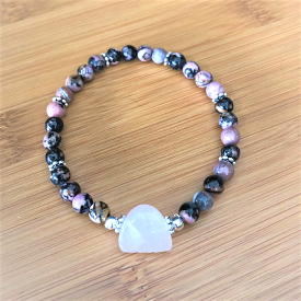 Rhodonite and Rose Quartz Beaded Stretch Bracelet