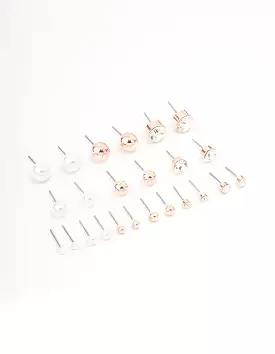 Rose Gold Basic Stud Earring 12-Pack