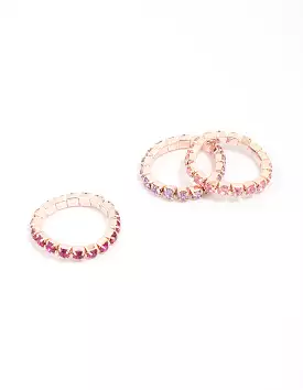 Rose Gold Bling Stretch Ring 3-Pack