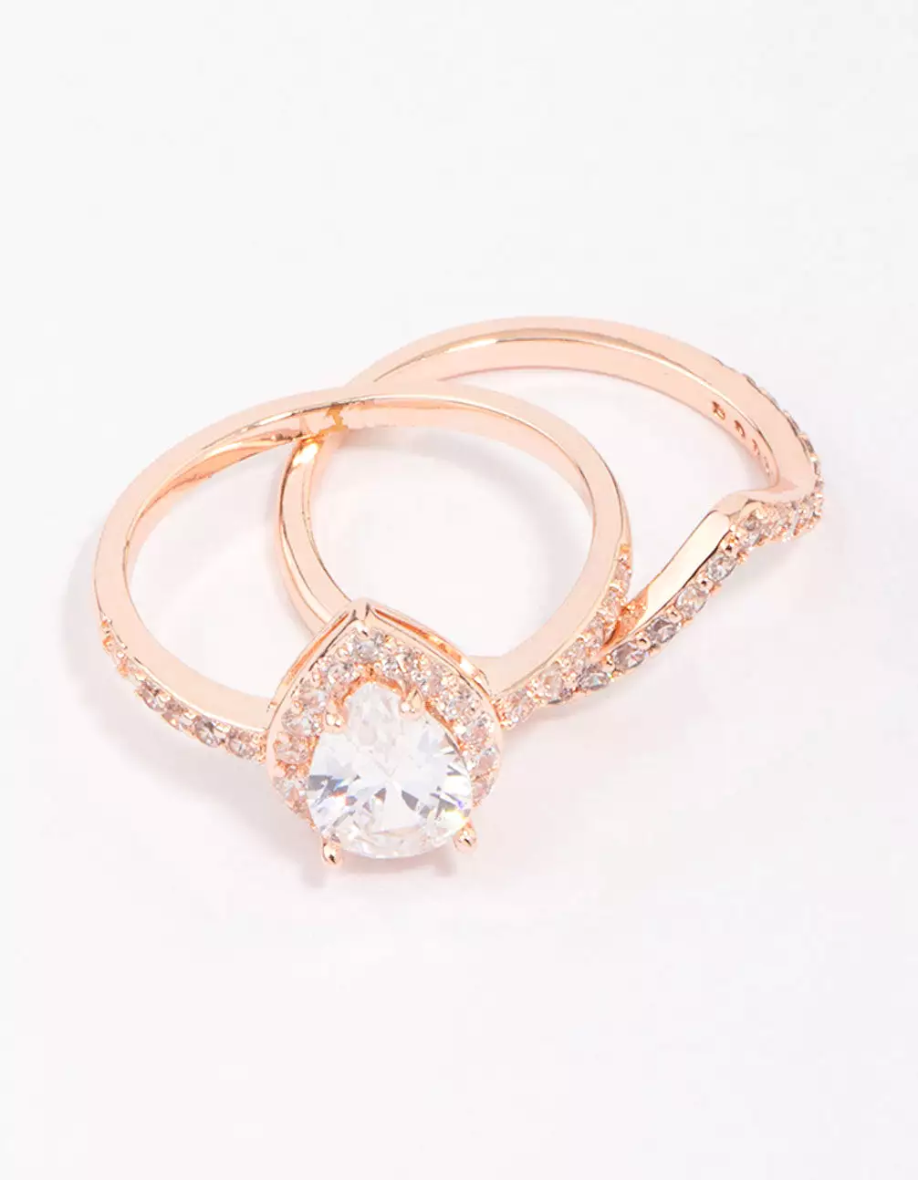 Rose Gold Crowned Pear Diamond Ring