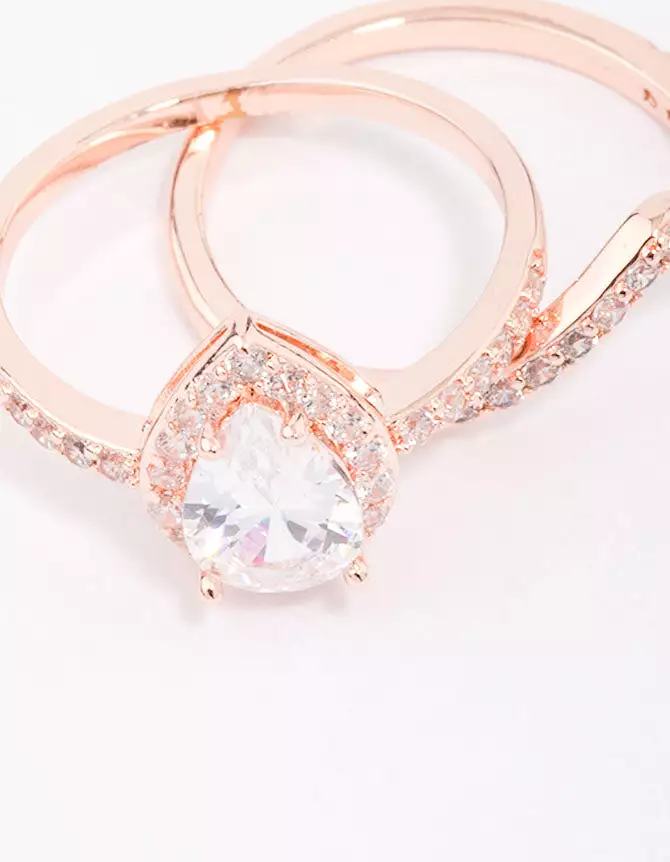 Rose Gold Crowned Pear Diamond Ring