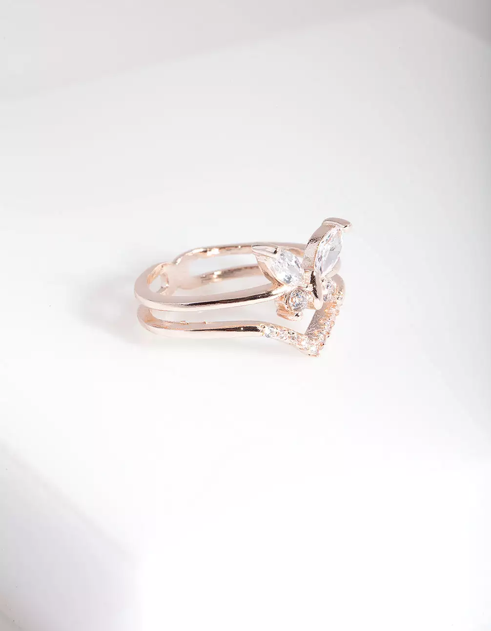 Rose Gold Cubic Zirconia Butterfly Ring