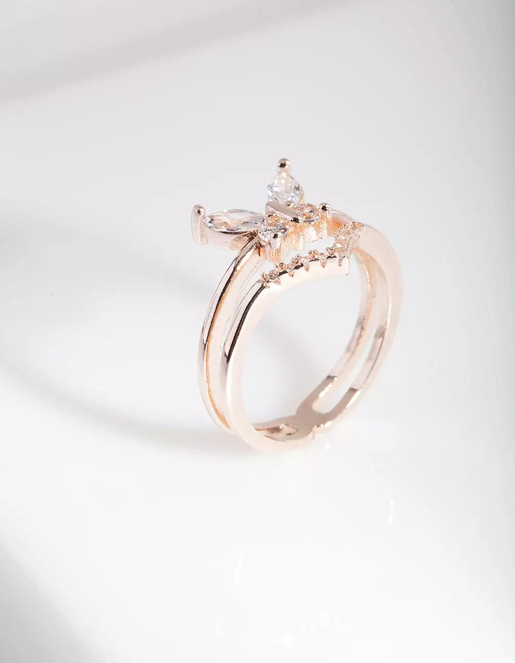 Rose Gold Cubic Zirconia Butterfly Ring