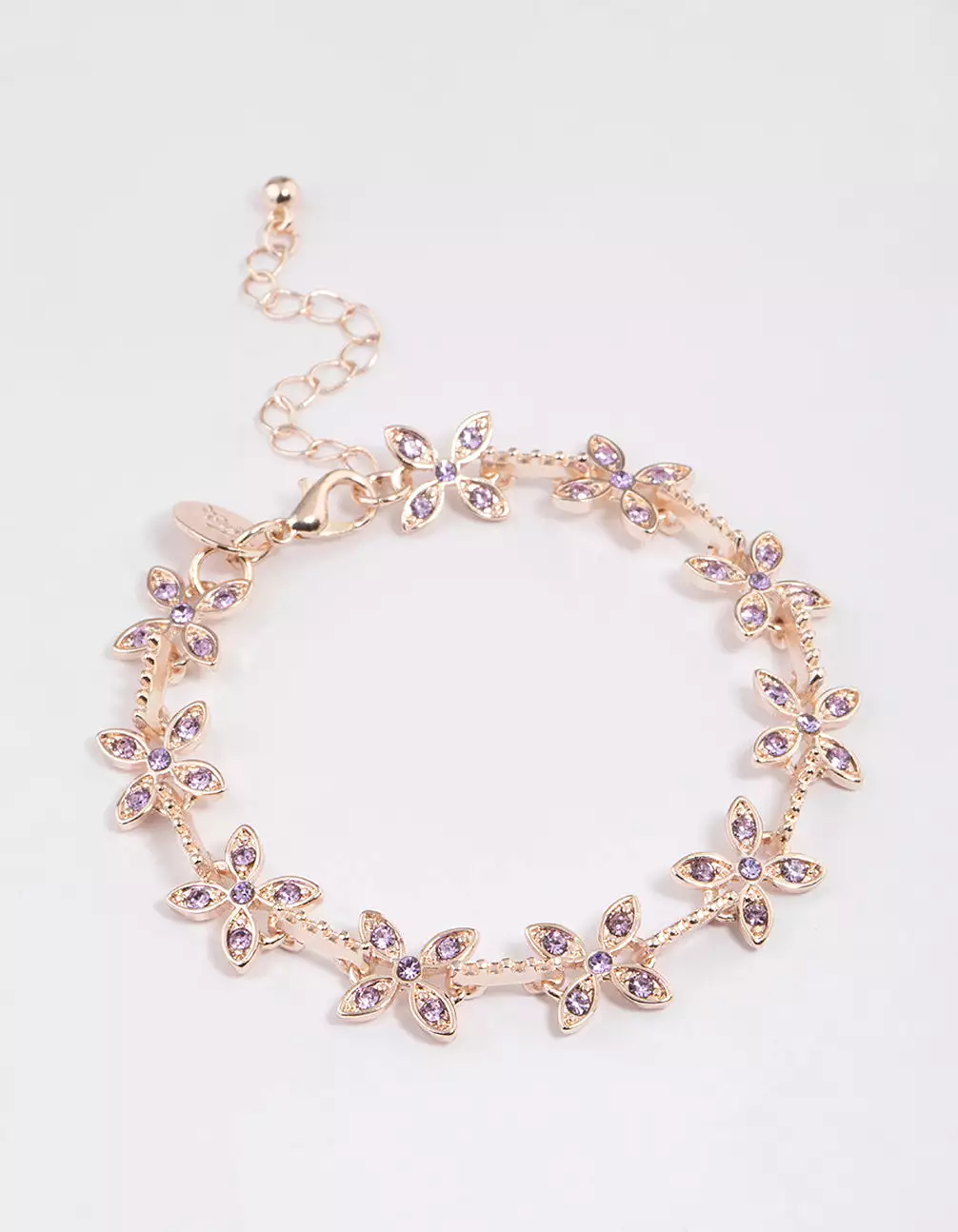 Rose Gold Diamante Flower Bracelet