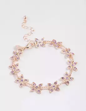 Rose Gold Diamante Flower Bracelet