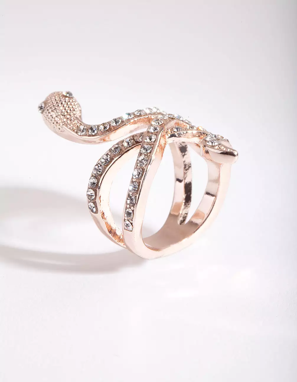 Rose Gold Diamante Snake Ring