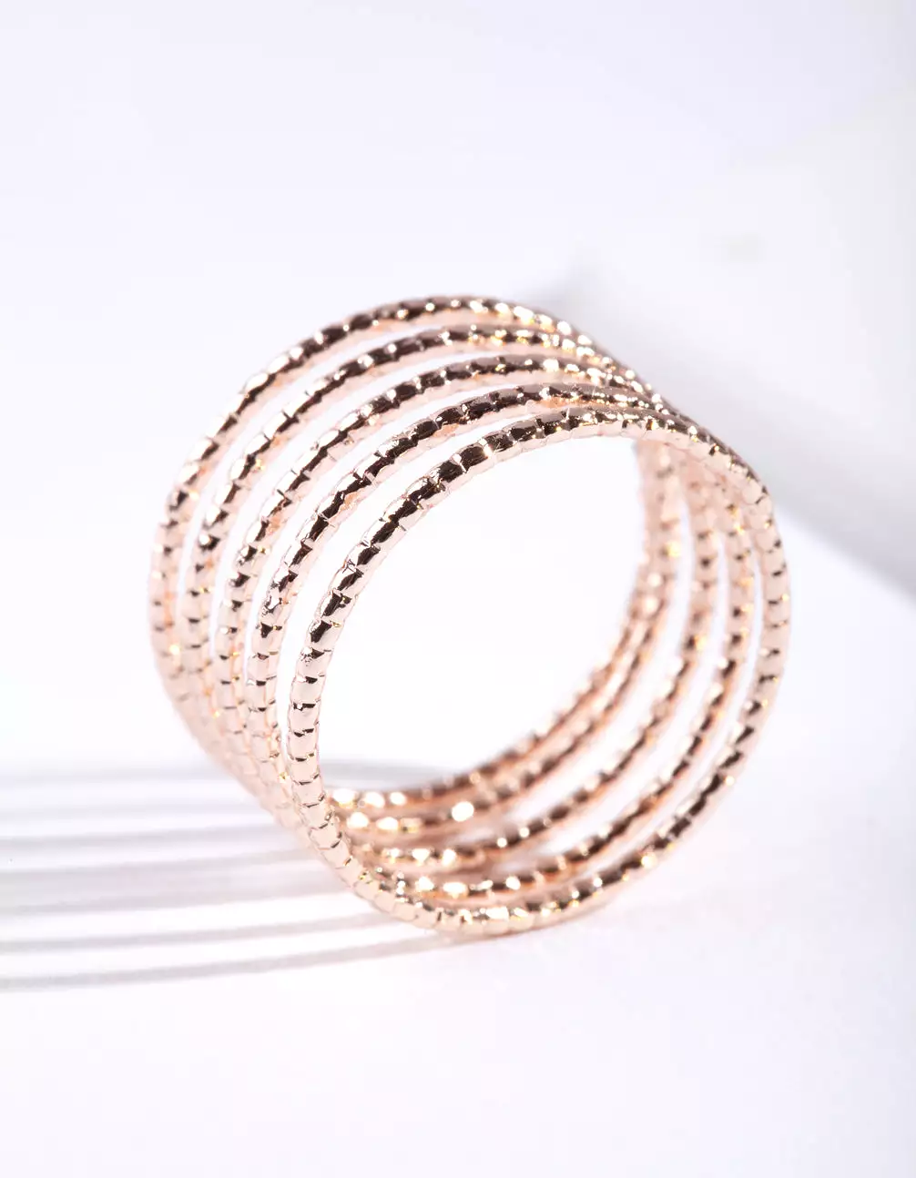 Rose Gold Diamond Cut Spiral Ring