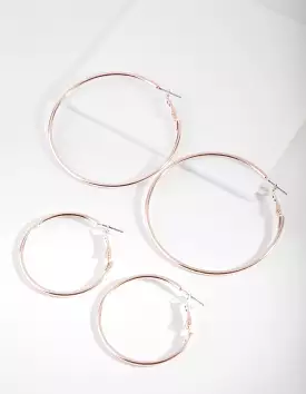 Rose Gold Double Size Hoop Earring Pack