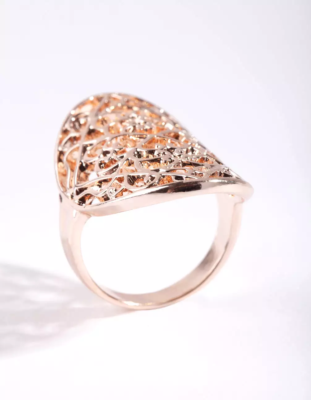 Rose Gold Filigree Shield Ring