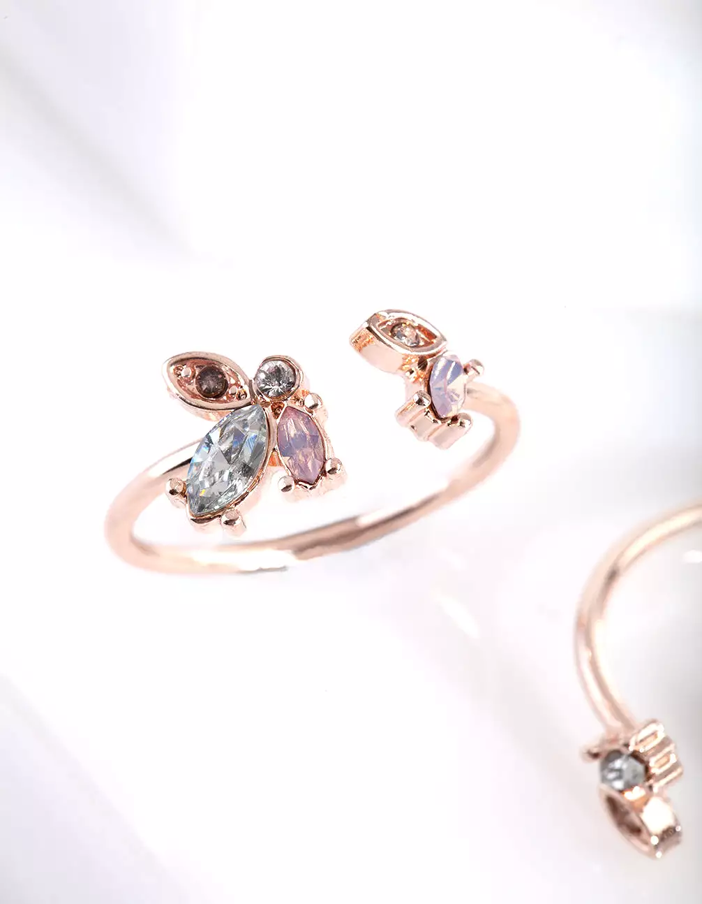 Rose Gold Floral Gem Ring Pack