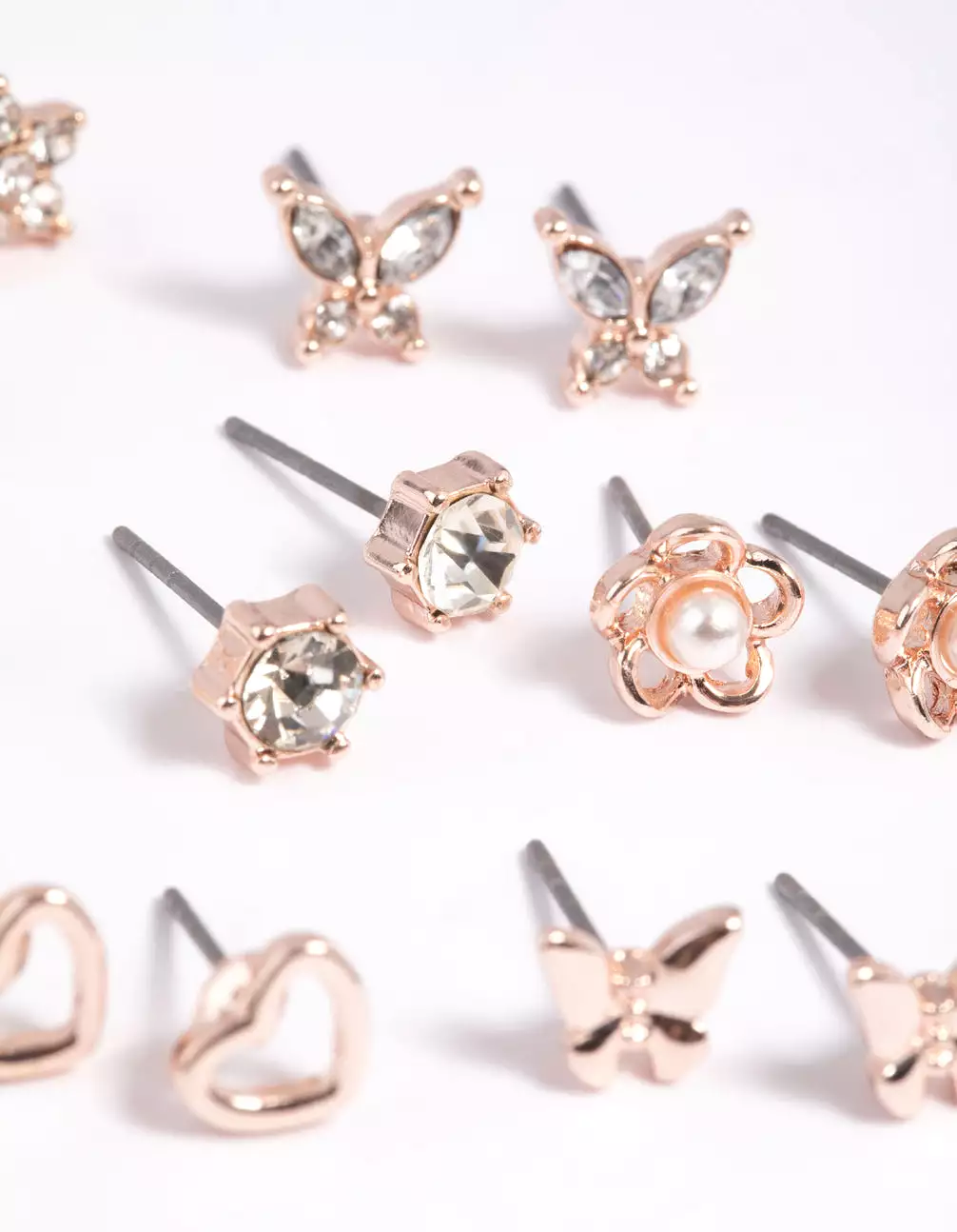 Rose Gold Pearlised Flower Stud Earring 8-Pack