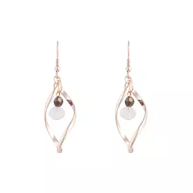 Rose Gold Twist Bead Drop Earrings