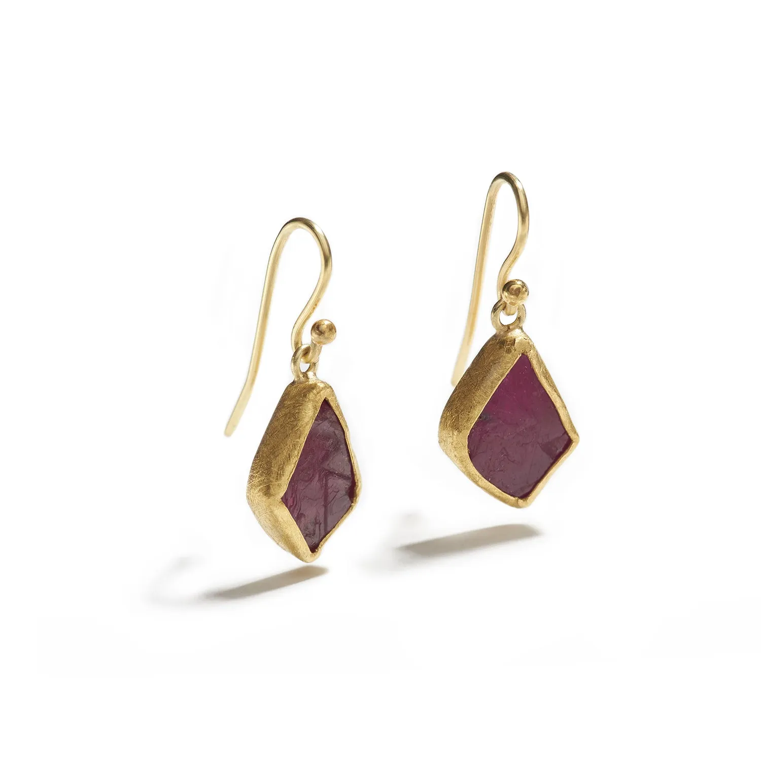 Rough Ruby Charm Earrings