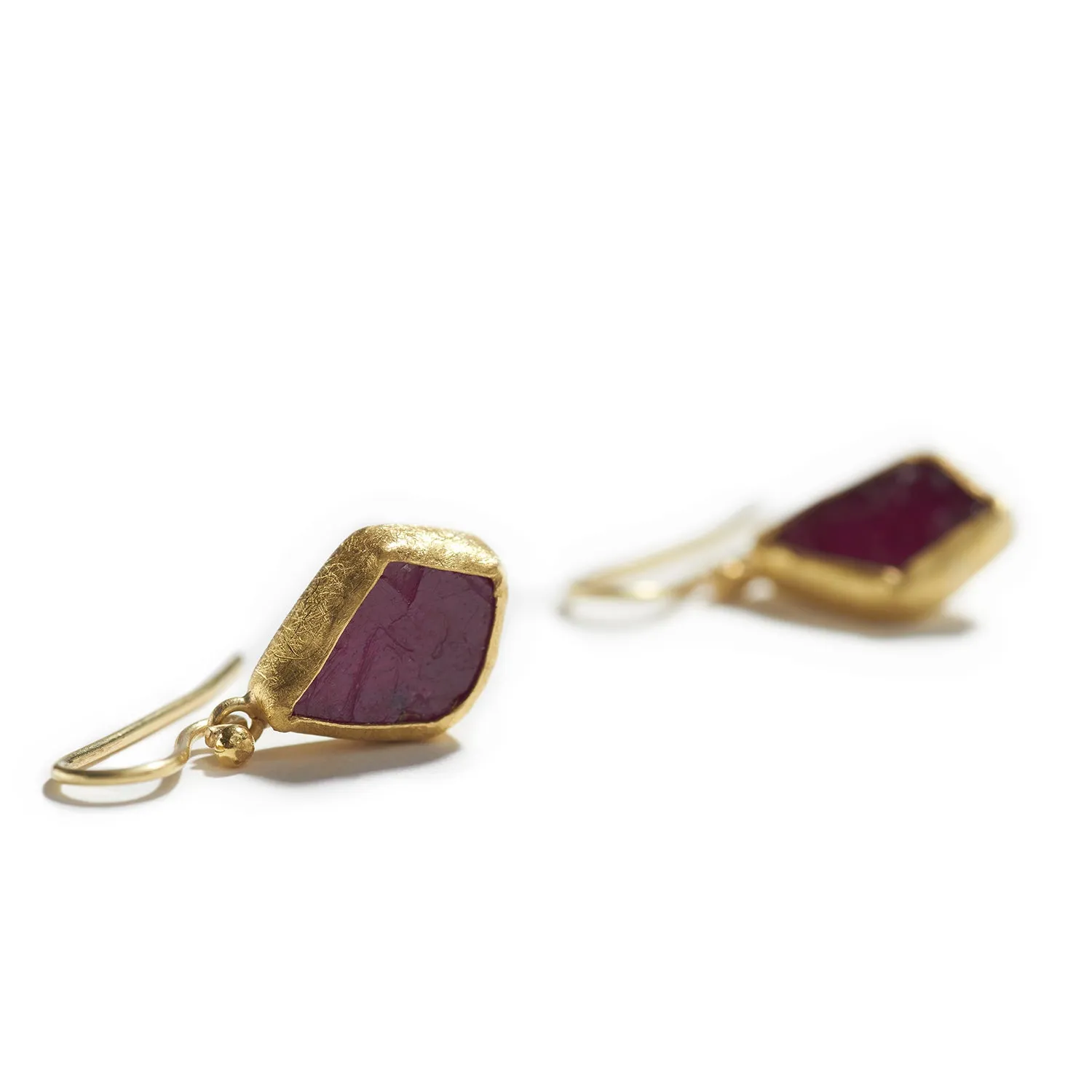 Rough Ruby Charm Earrings