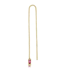 Ruby Baguette Threader Earring