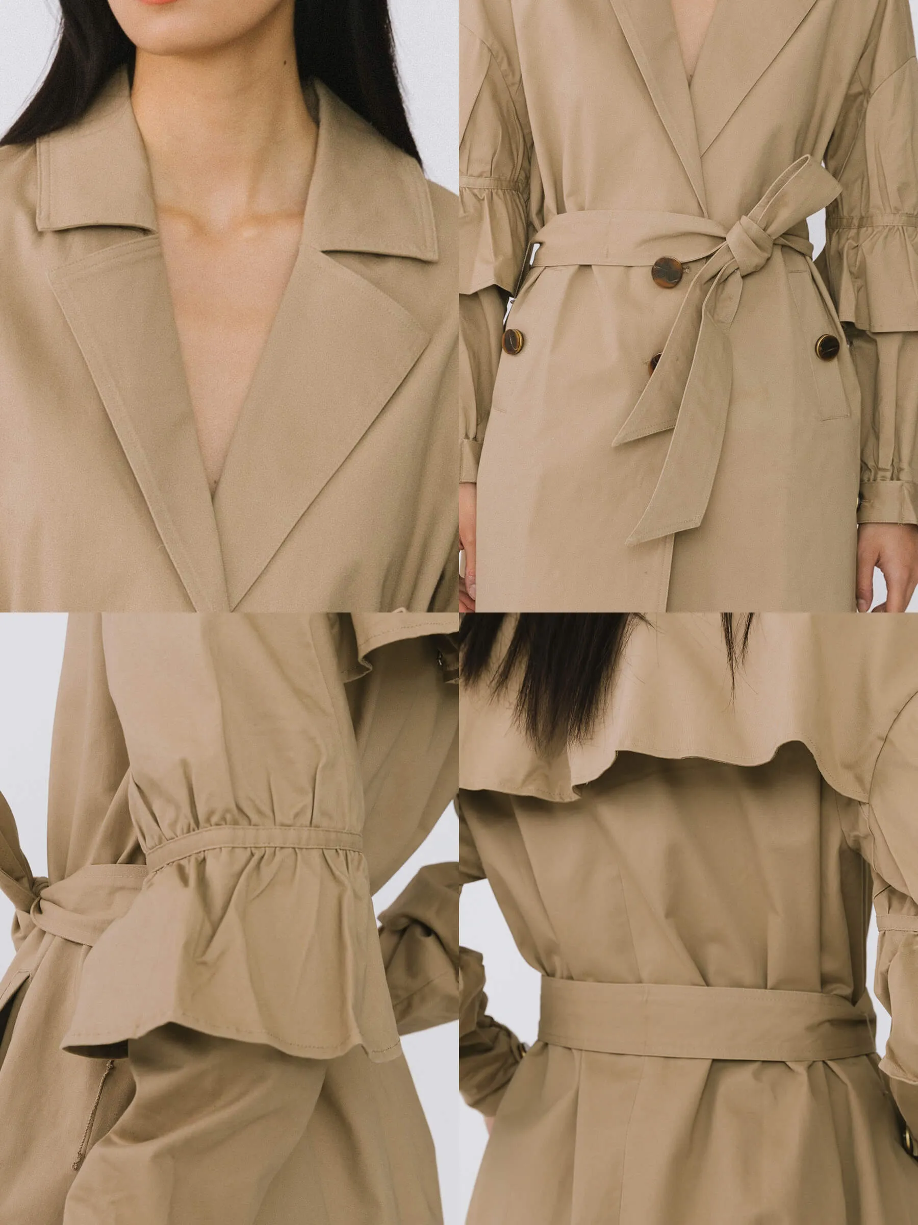 Ruffled Sleeves Trench Coat