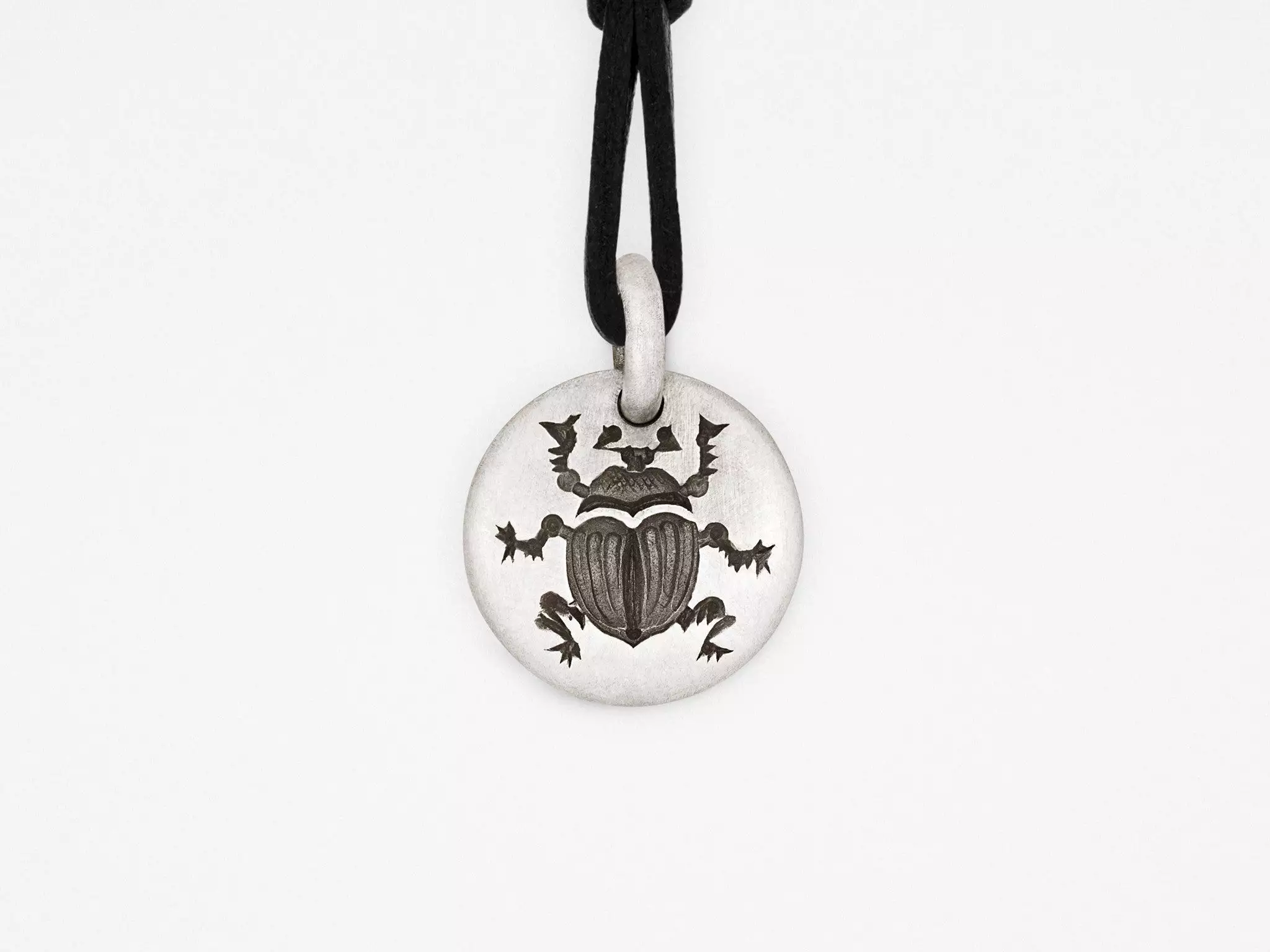 Scarab Beetle Charm Pendant in Sterling Silver