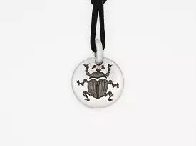 Scarab Beetle Charm Pendant in Sterling Silver