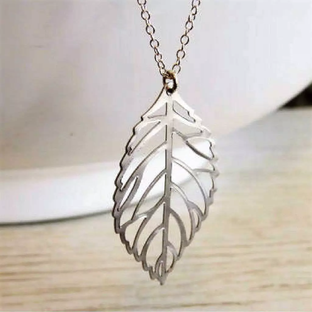 Silver Cut Out Leaf Pendant Necklace