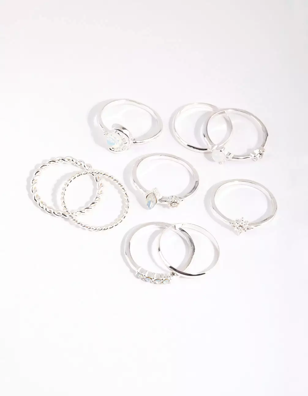 Silver Moonstone Mixed Ring Pack