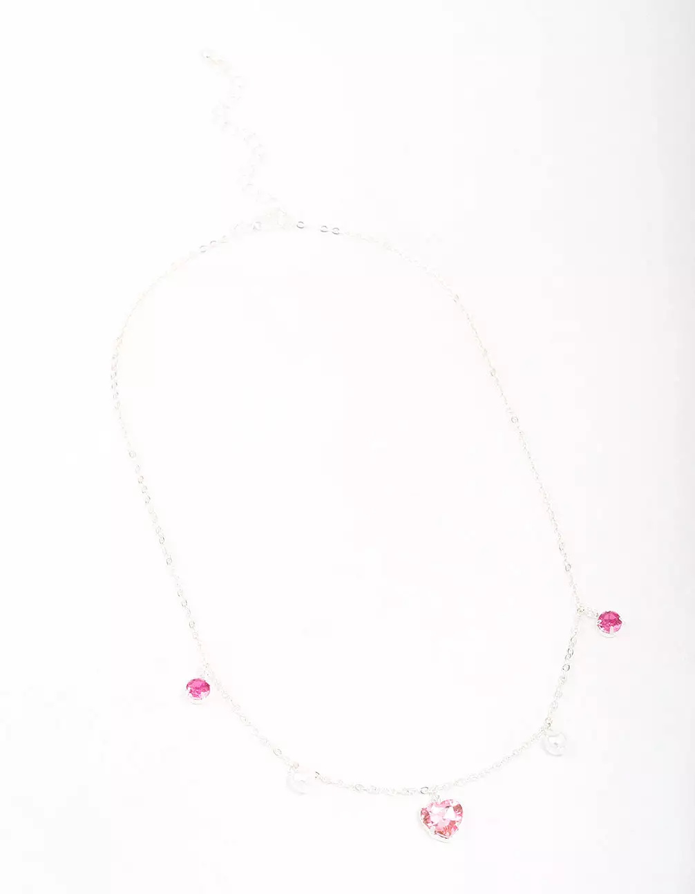 Silver Pearl & Diamante Heart Necklace