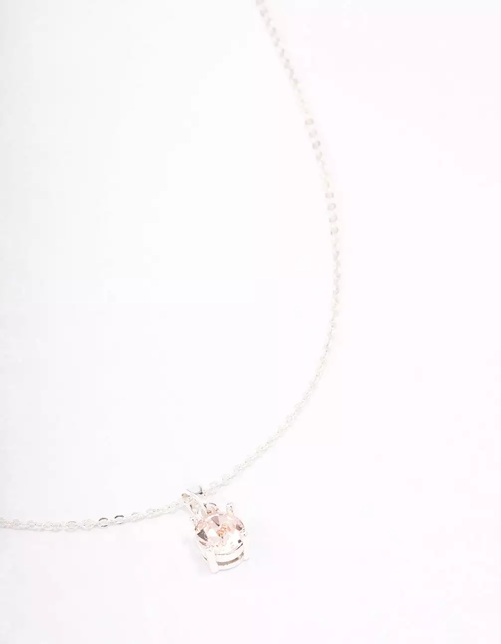 Silver Pink Solitaire Crystal Pendant Necklace