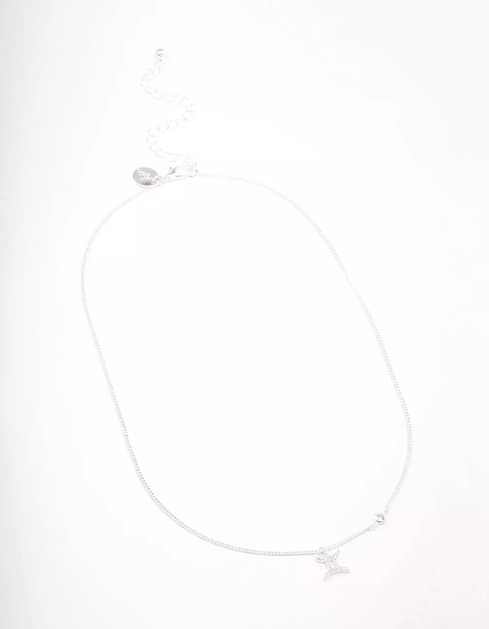 Silver Plated Gemini Necklace With Cubic Zirconia Pendant