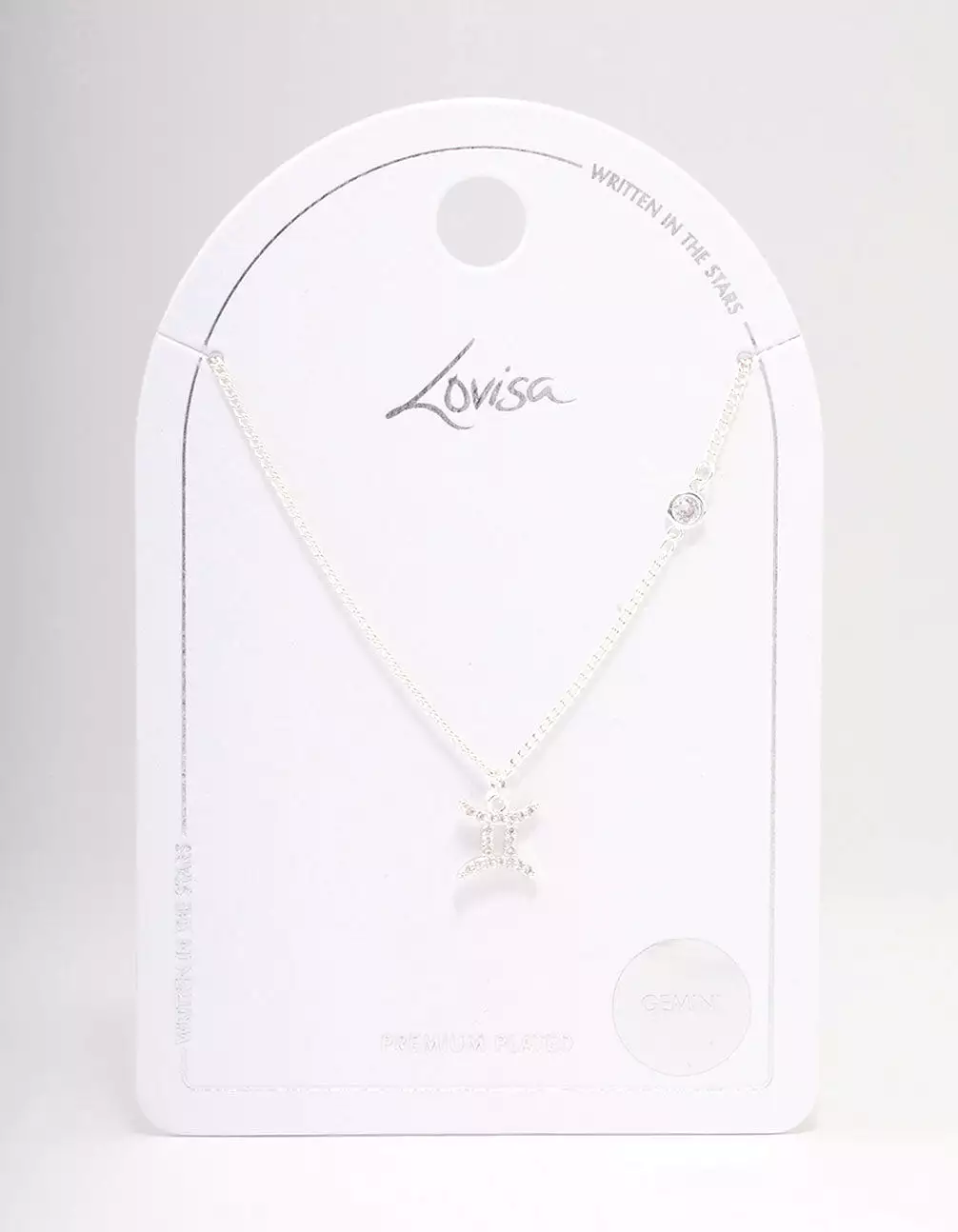 Silver Plated Gemini Necklace With Cubic Zirconia Pendant