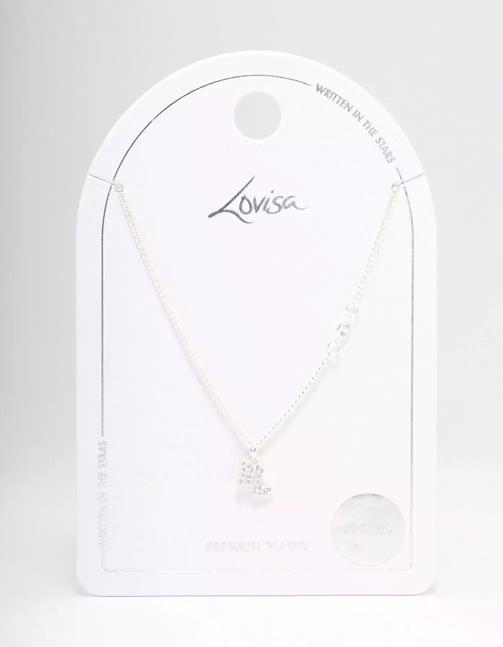 Silver Plated Scorpio Necklace With Cubic Zirconia Pendant