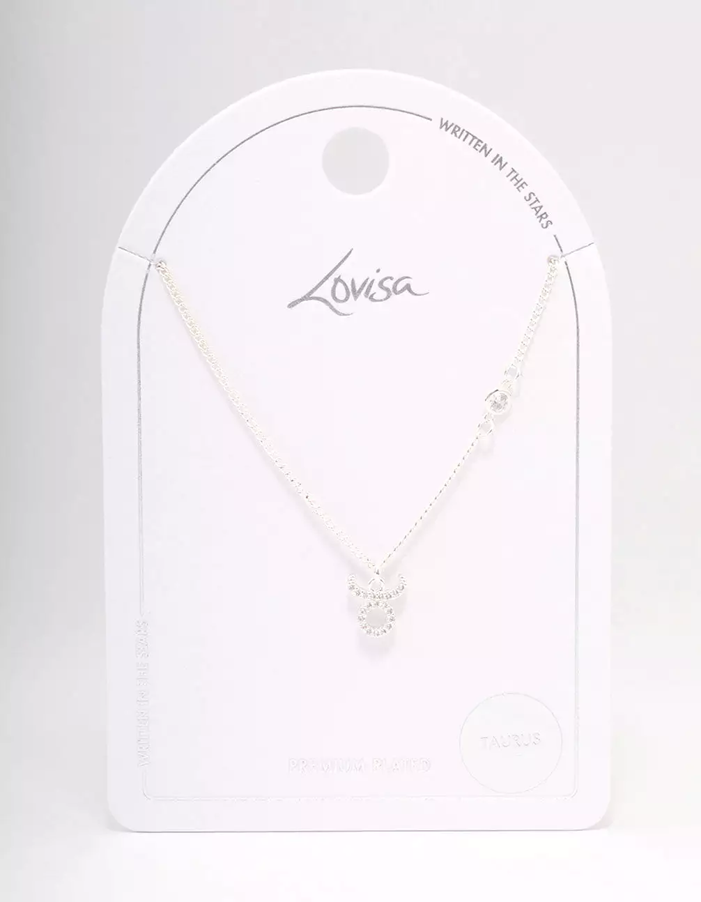 Silver Plated Taurus Necklace With Cubic Zirconia Pendant