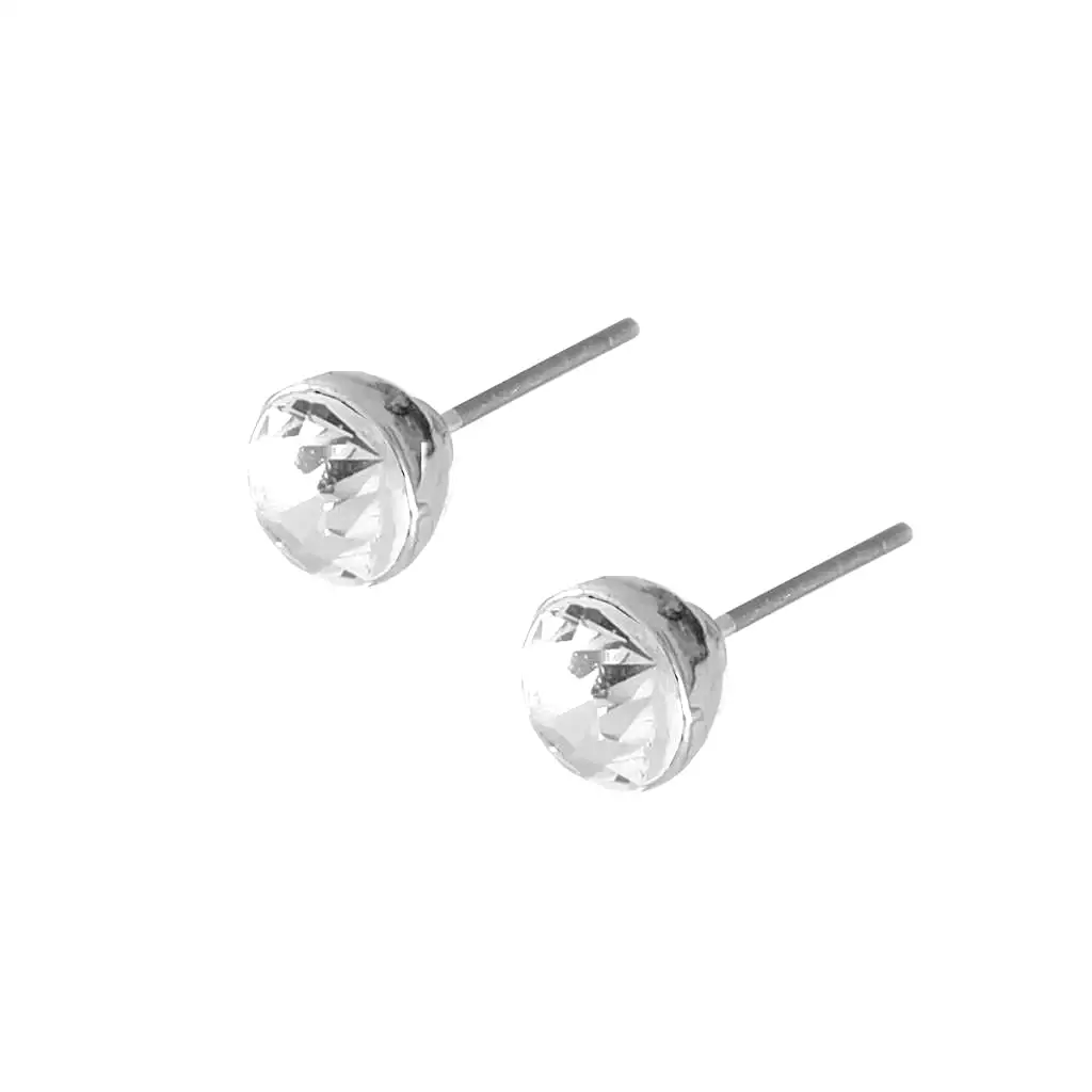 Silver Solitaire Stud Earrings