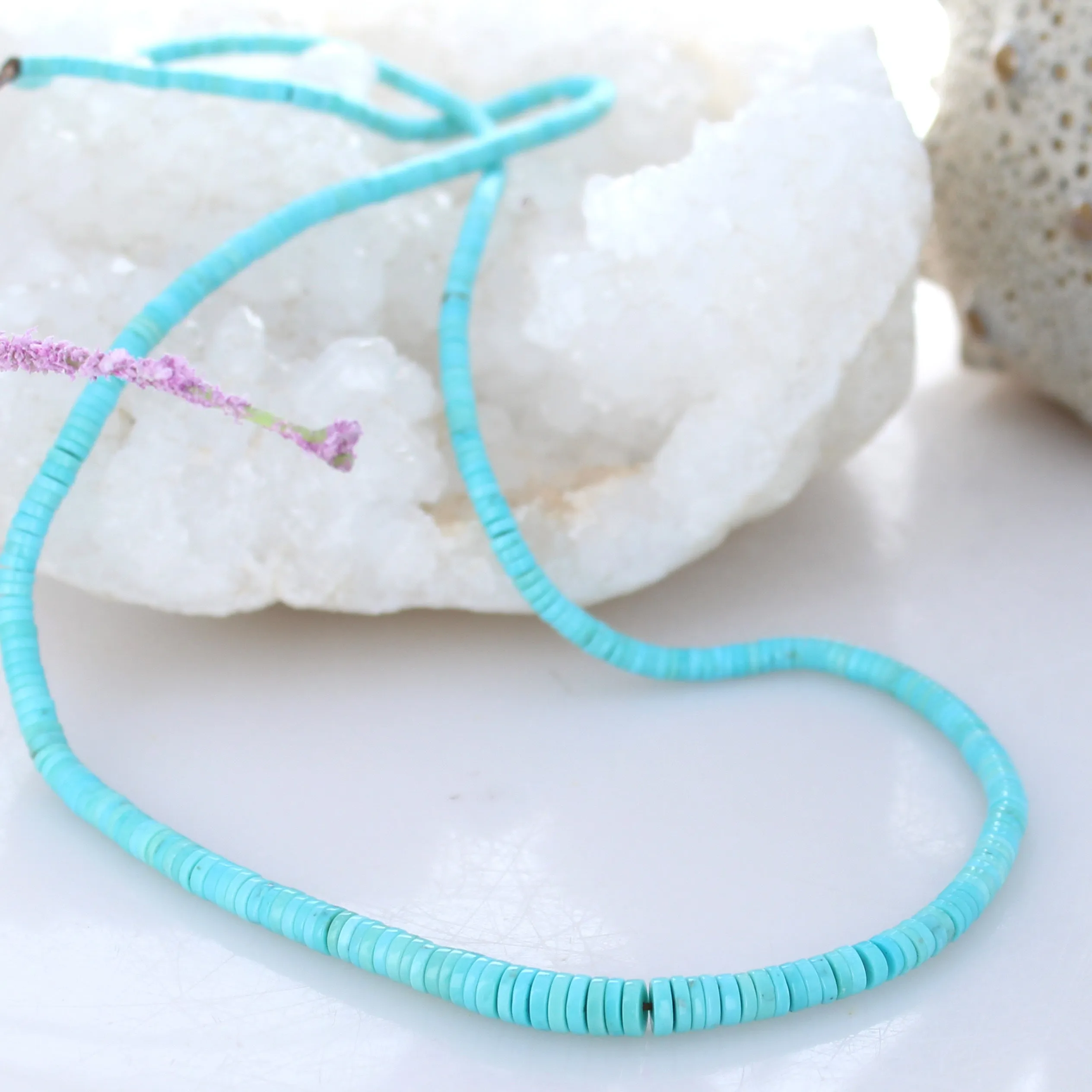 SLEEPING BEAUTY TURQUOISE Beads Graduated 3-6mm Button Long 18