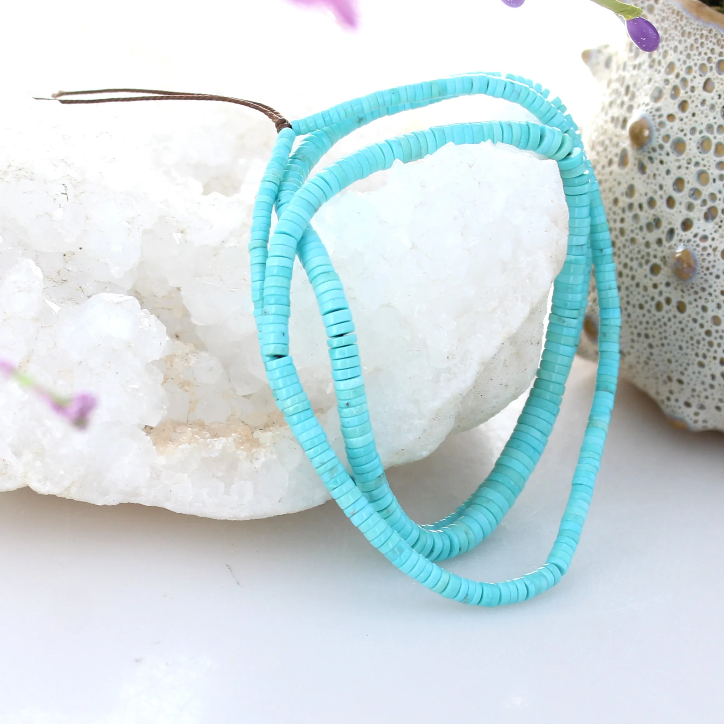 SLEEPING BEAUTY TURQUOISE Beads Graduated 3-6mm Button Long 18